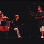 Anssi Karttunen, Tuija Hakkila and Pia Freund, world premier of Mirages, trio version, Les Arcs 2010.